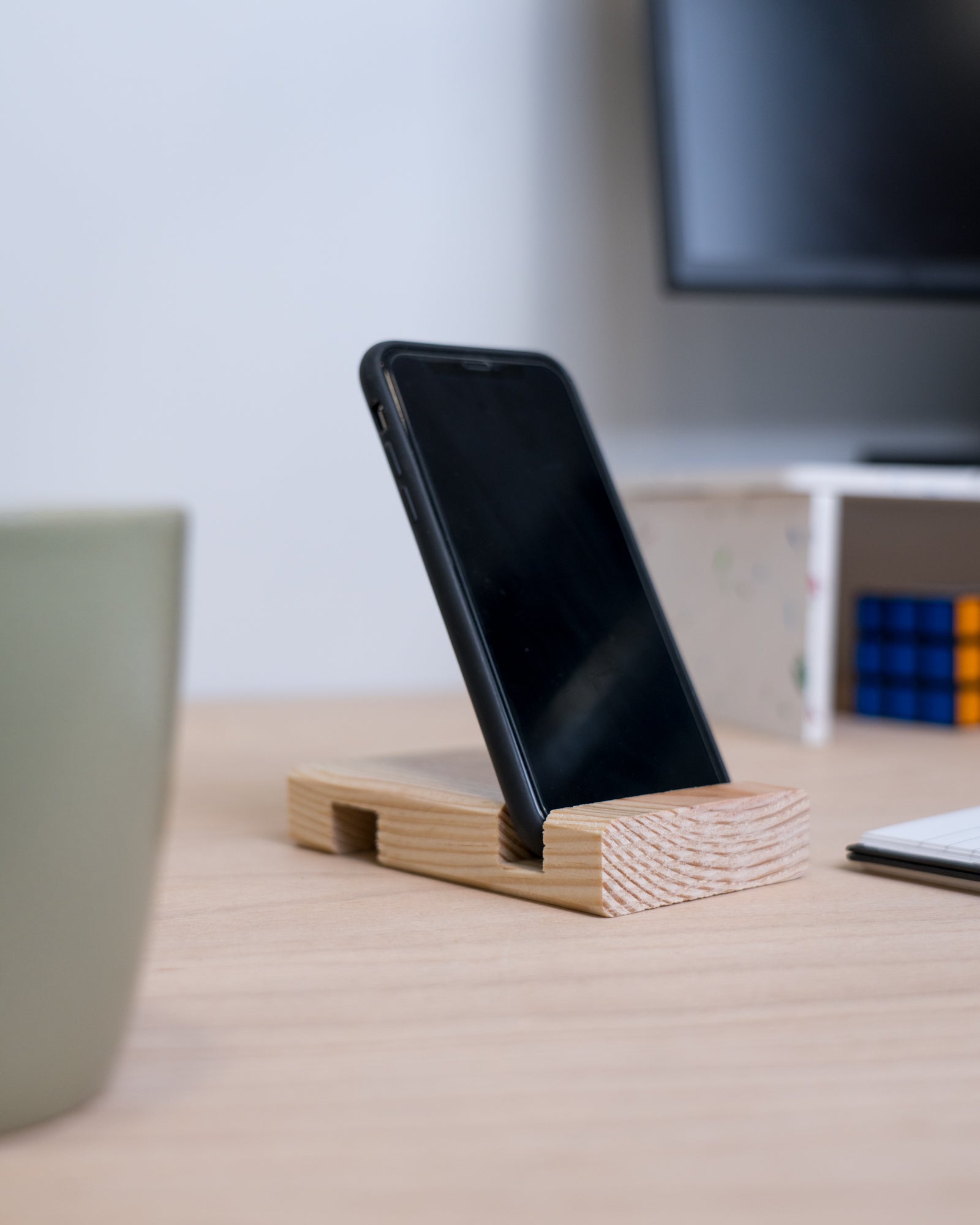 BLACK - Support de Téléphone et Tablette en Bois